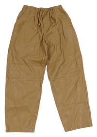 Hnědé koženkové kalhoty Zara