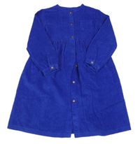 Safírové propínací manšestrové šaty Zara