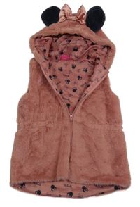 Starorůžová kožešinová podšitá vesta s kapucí - Minnie Disney