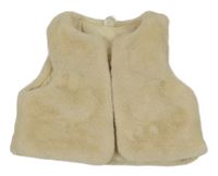 Světlebéžová plyšová podšitá crop vesta 