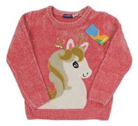 Nové - růžový žinylkový svetr s jednorožcem Lupilu