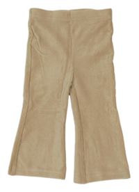 Světlebéžové žebrované sametové flare tepláky 