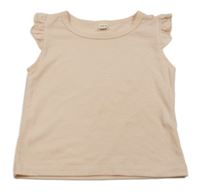 Pudrové tričko s volánky shein