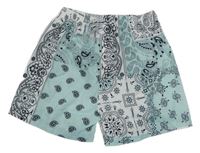 Mintovo-bílo-černé vzorované lehké kraťasy shein