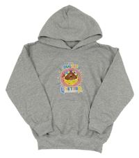 Šedá melírovaná mikina s HejHafí! a kapucí 