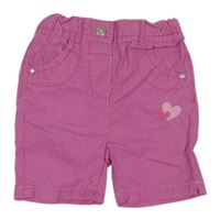 Růžové pruhované plátěné kraťasy 