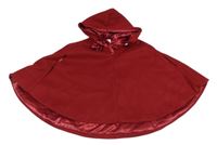 Rubínové flaušové pončo s kapucí 