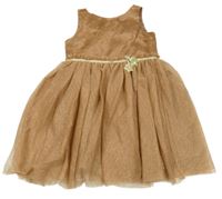 Hnědé tylové třpytivé šaty s hvězdičkami H&M