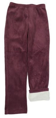 Vínové žebrované plyšové legíny Topolino