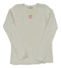 Bílé žebrované triko se srdcem H&M