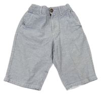 Světlemodré melírované lněné chino kraťasy Matalan