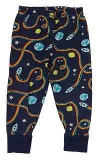 Tmavomodré pyžamové kalhoty s planetami a raketami George
