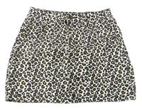 Smetanovo-černo-hnědá riflová sukně s leopardím vzorem M&S