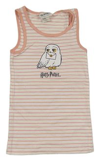 Bílo-růžový pruhovaný top s Hedvikou - Harry Potter