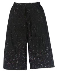Černé žebrované culottes třpytivé kalhoty M&Co.