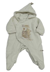 Bílá sametová kombinéza s medvídkem a kapucí Mamas&Papas