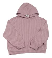Růžová žebrovaná mikina s kapucí zn. H&M