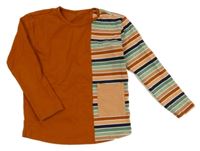 Oranžovo-zeleno-bílé triko s pruhy Jako-O