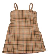 Béžovo-černo-růžové kostkované šaty F&F