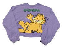 Fialová crop mikina s Garfieldem H&M