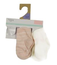 Nové - 2set - 2x bílo-růžové plyšové ponožky Nutmeg