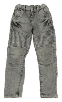 Světlešedé teplákové slim rifle se žebrováním