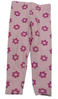 Růžové květované zateplené legíny Primark