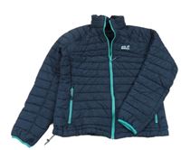 Tmavomodrá šusťáková prošívaná zateplená funkční bunda Jack Wolfskin