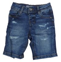 Tmavomodré teplákové skinny riflové kraťasy s prošoupáním Denim Co.