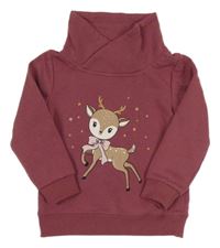 Fialová mikina s jelínkem a límcem Dopodopo