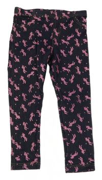 Tmavomodré tregíny riflového vzhledu s jednorožci Primark