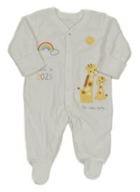 Bílý sametový overal s žirafami Nutmeg