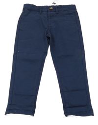 Nové - Tmavomodré plátěné chino kalhoty Dunnes