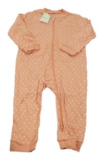 Nové - Růžový overal se srdíčky 