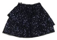 Tmavomodrá sukně s flitry 