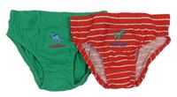 2set - 2x slipy s diny - zelené + červeno-bílé pruhované 