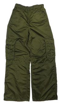Khaki saténové cargo kalhoty H&M