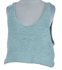 Dámký světlemodrý chlupatý třpytivý crop top Primark 