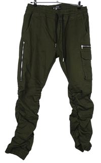 Pánské khaki cargo kalhoty s kapsami Much More 