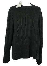 Nové - Dámský tmavošedý žebrovaný oversized svetr Pull & Bear