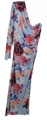 Dámské světlemodré květované asymetrické midi šaty