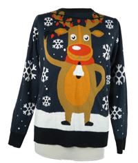 Dámský tmavomodrý svetr se sobem Nowel 