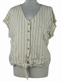 Dámská béžová pruhovaná lněná halenka s uzlem Tom Tailor 