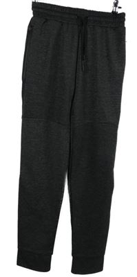 Pánské tmavošedé melírované tech fleece tepláky Workout 