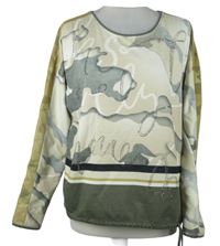 Dámsk béžovo-khaki vzorovaná mikina se síťovinou a kamínky Gil&Joy