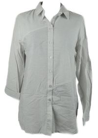 Dámská šedo-bílá proužkovaná halenka s rolovacími rukávy F&F