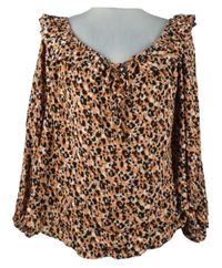 Dámská růžovo-černá vzorovaná halenka s límečkem Papaya 