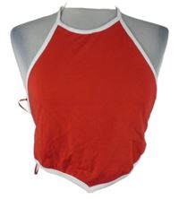 Dámský červeno-bílý crop top na zavazování C&A