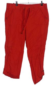 Dámské červené plátěné rolovací capri kalhoty George 