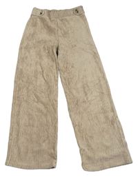 Béžové žebrované sametové kalhoty Zara